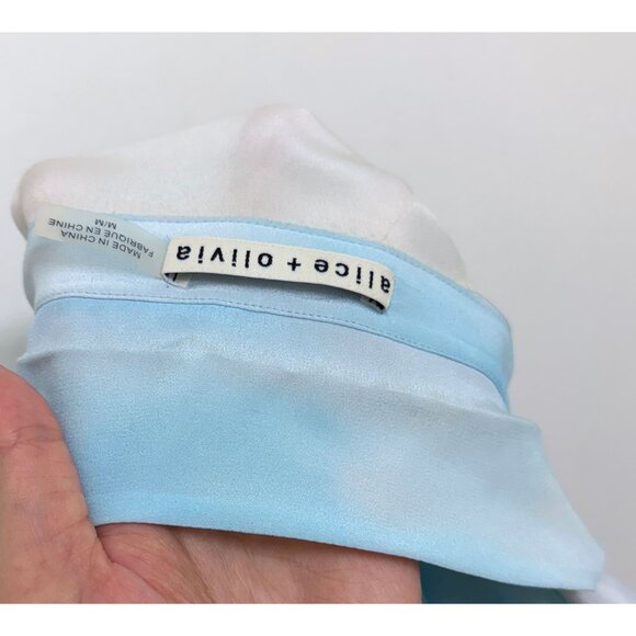 Alice + Olivia Willa Emily in Paris Eiffel Tower Shirt Blouse Silk Floral M - Picture 16 of 16